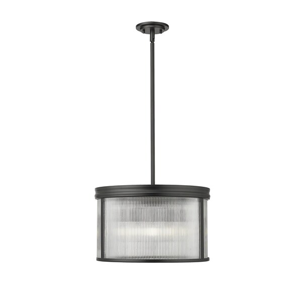 Z-Lite Carnaby Pendant, 5-Light, 18.25 In.W x 11.25 In.H, Matte Black/Clear Ribbed 7504P18-MB - main